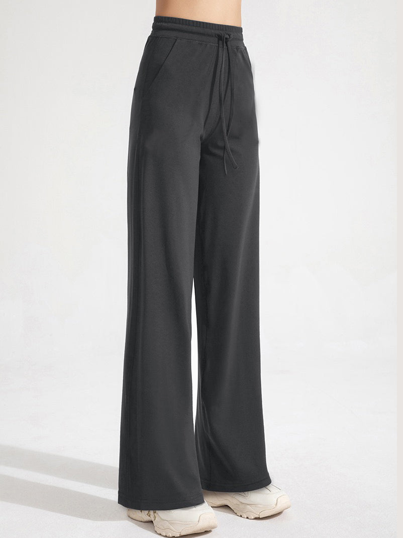 Mid-waist nude wide leg pants