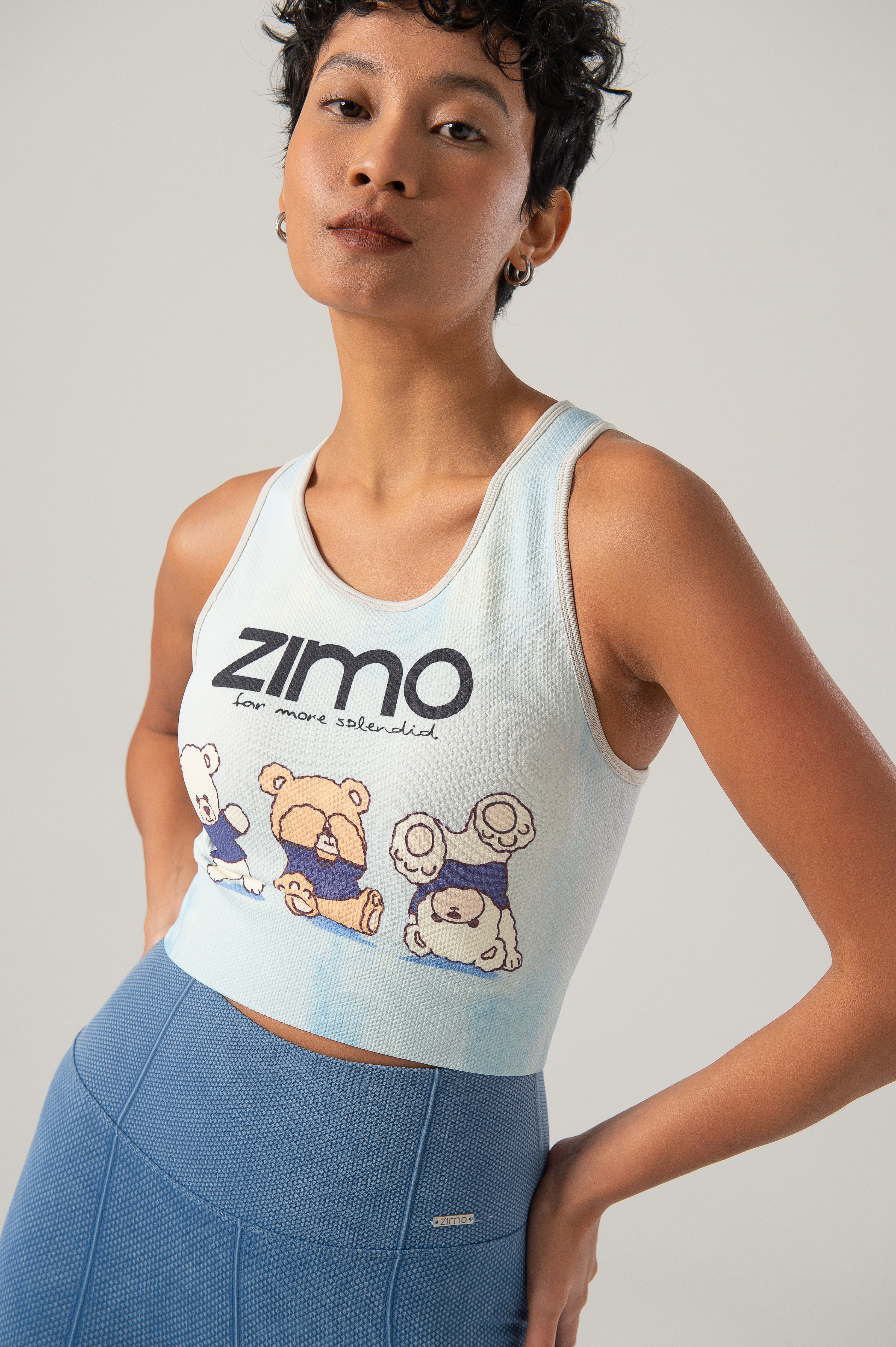 ZIMO Blue Background Three Bears Seamless Bra