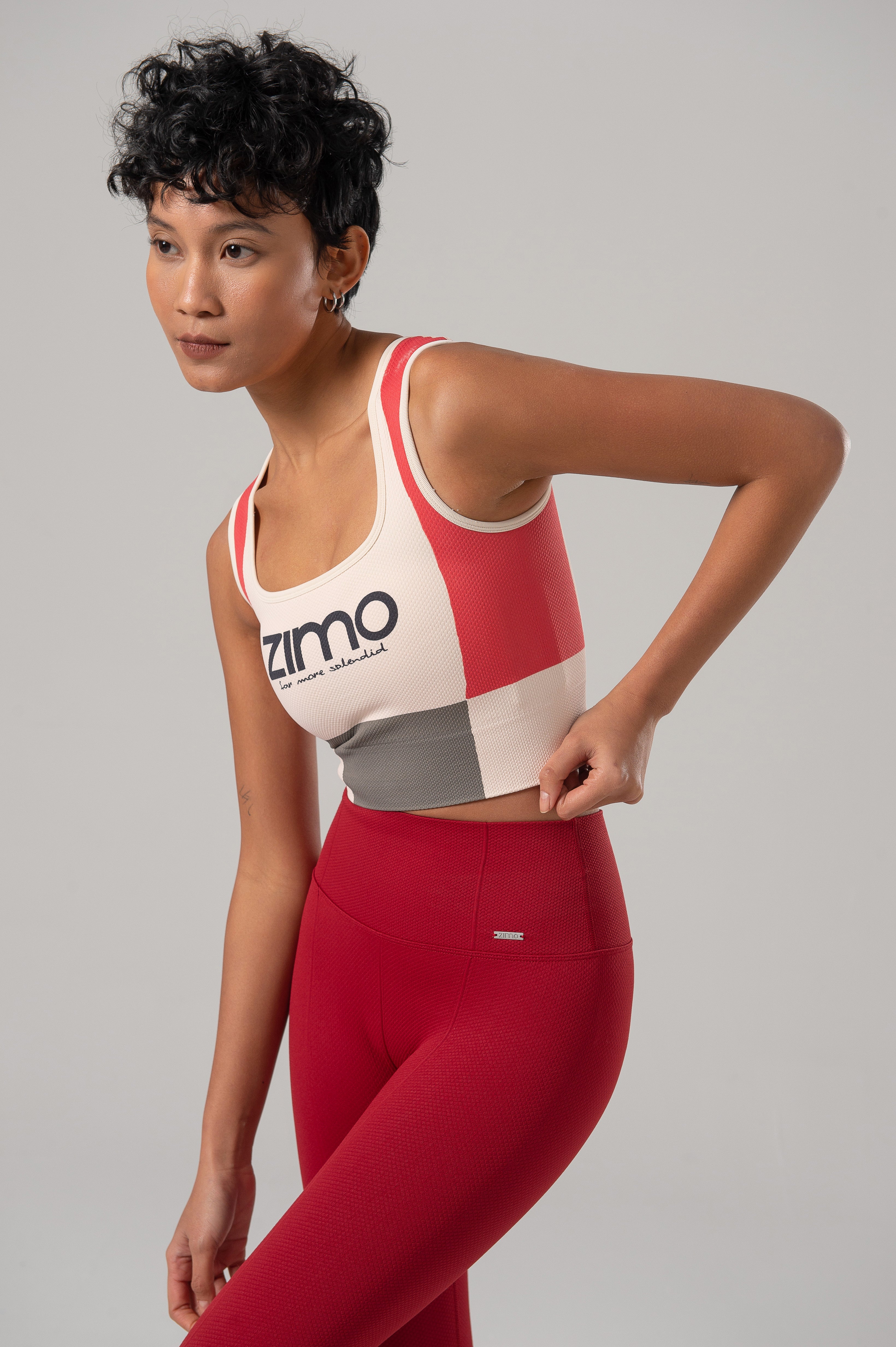 WFWX153 Red Grid Seamless Bra