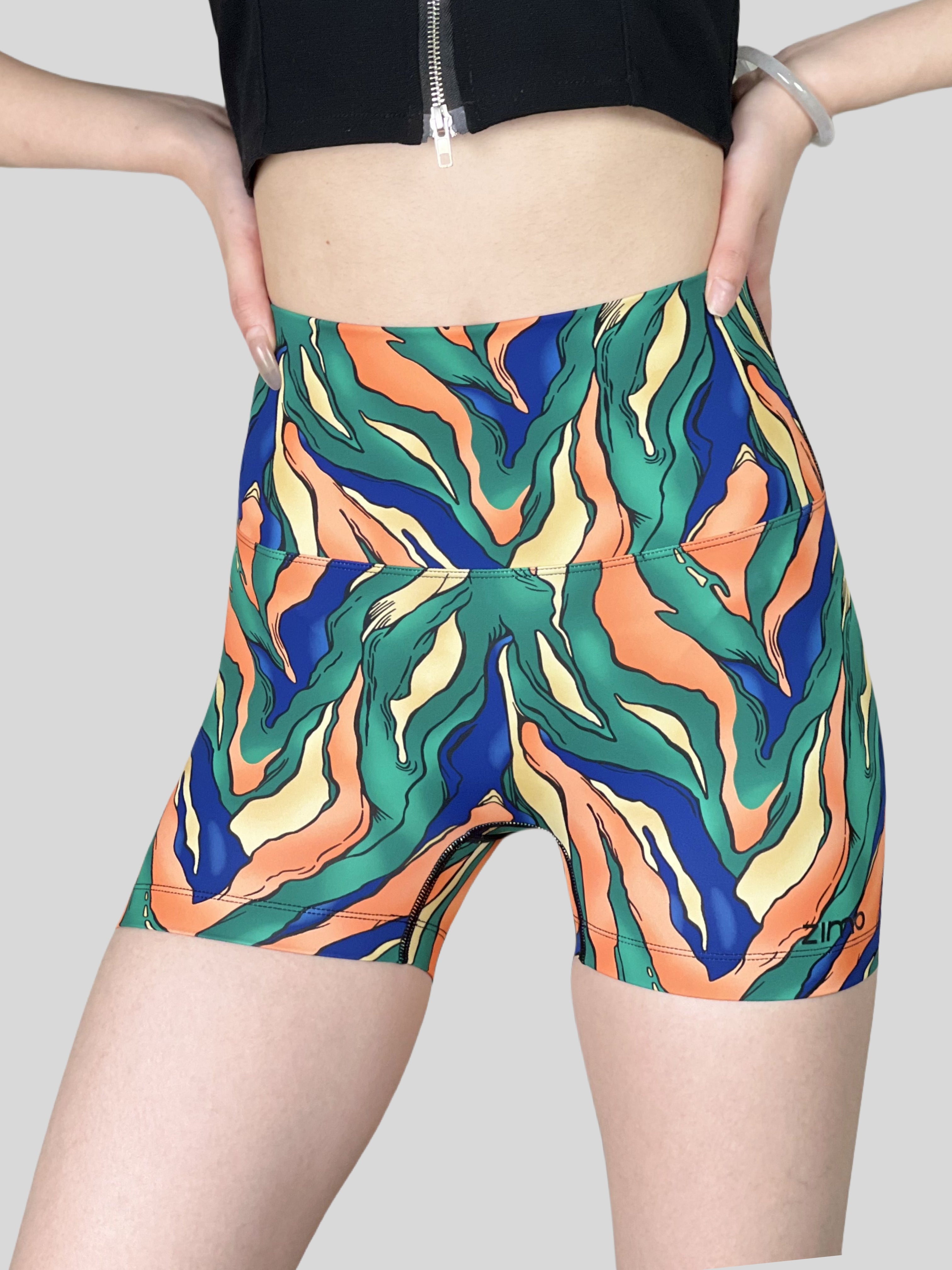 ZIMO Orange Stripes Skinny Shorts